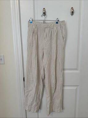 a new day Cream Pinstripe Wide-Leg Trousers